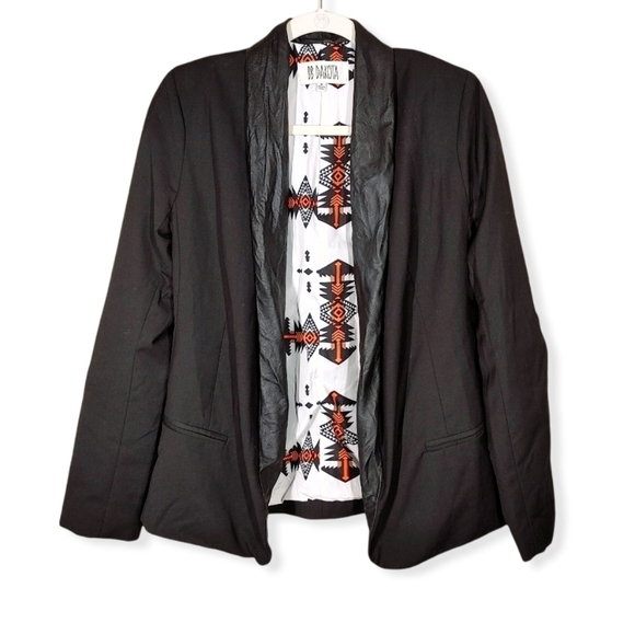 BB Dakota Jackets & Blazers - BB Dakota Black Faux Leather Lapel Open Front Blazer Size 4